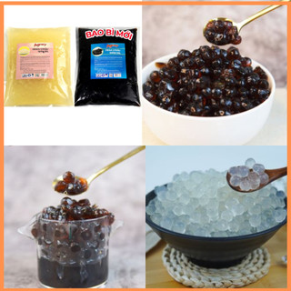 (HT) Thạch 3q trắng, trân châu caramen gói 1kg - trân châu ngọc trai loại 1kg tiện dụng