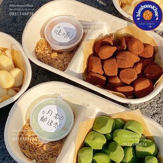 50 hộp bã mía 2 ngăn đựng bánh đựng thực phẩm