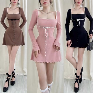 TADstore - Empe’ Dress đầm xòe mini, tay dài phong các dễ thương