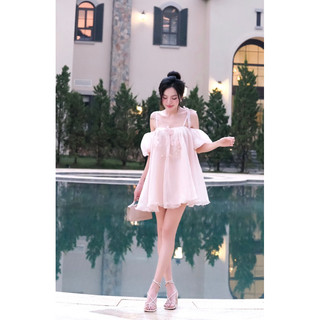 ĐẦM 2 DÂY BẸT VAI ĐÍNH HOA KÈM QUẦN BY OANH BIBI - SP001261