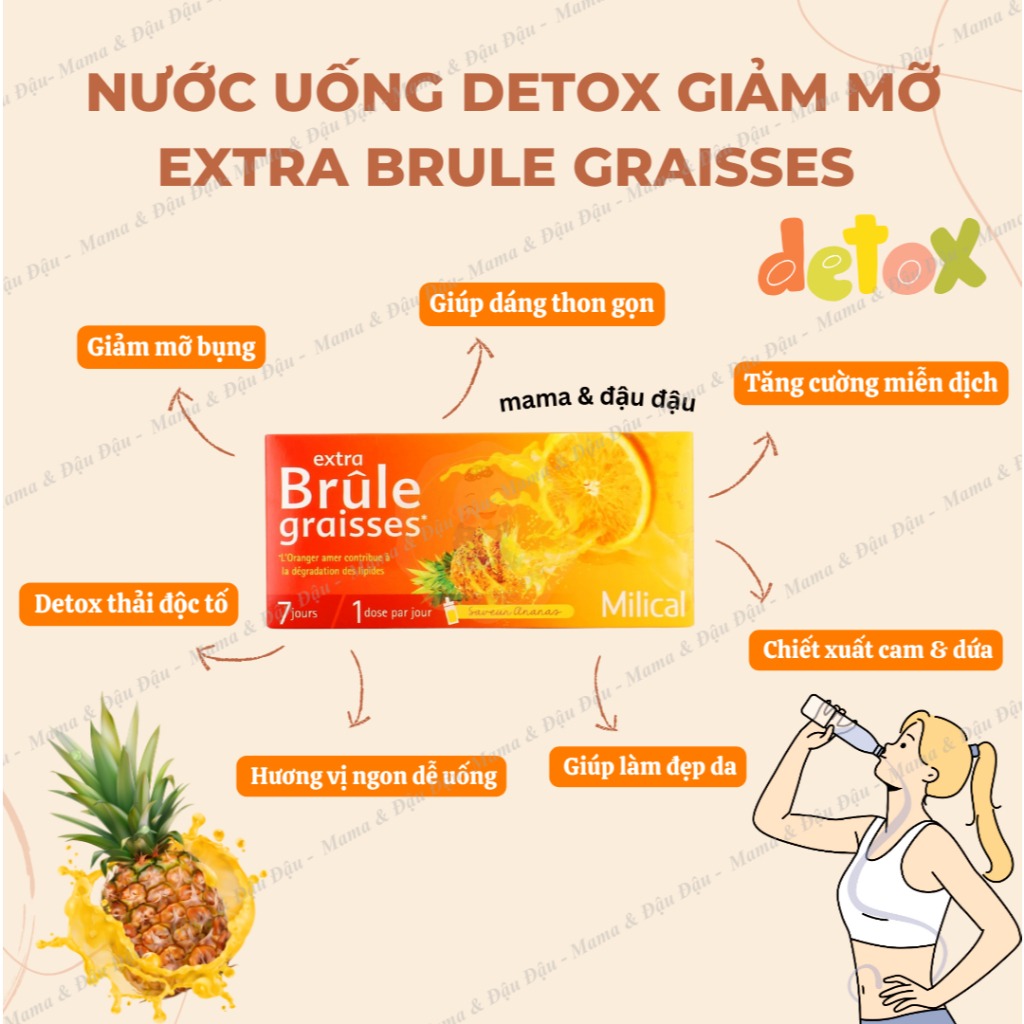 [Mẫu mới][Date 2026] Nước uống Detox Milical giảm mỡ, mát gan, thải độc- hộp 7 ống