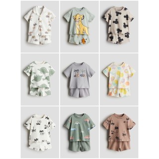 Set bộ quần áo cộc hè cotton polo bé trai HM Auth