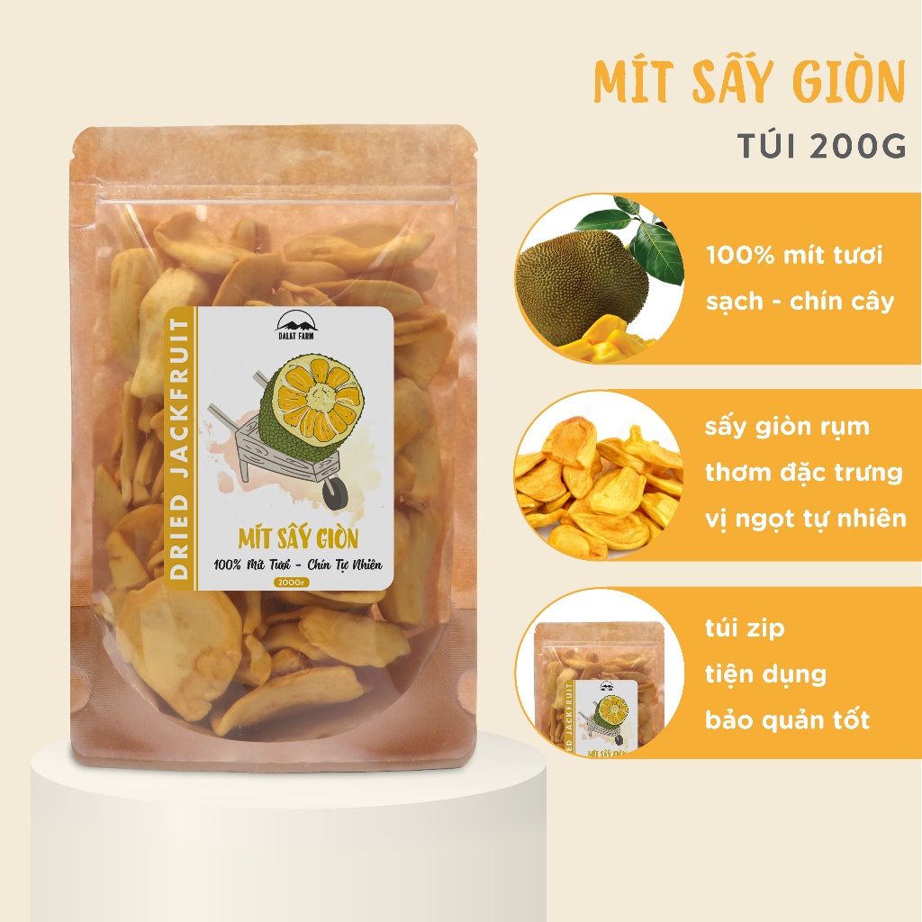 Mít Sấy Giòn Dalat Farm - Túi 200g