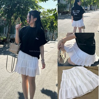 Chân váy ngắn phối bèo ba tầng