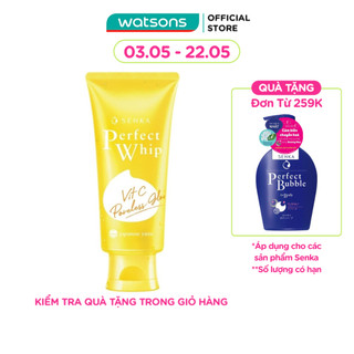 Sữa Rửa Mặt Senka Perfect Whip Vit C Poreless Glow Dưỡng Sáng Mờ Thâm 100g