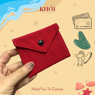 Ví Nữ Mini Vải Canvas Đựng Thẻ/Tiền Mặt/Giấy Tờ, Ví Đựng Đá Guasha Massage Tiện Lợi Đi Du Lịch 2024