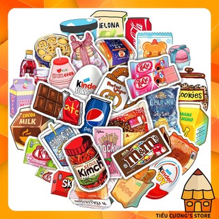 Set 10/20/50 hình dán đồ ăn thức uống 2 🍟🌮🥫 food and drink sticker cute trang trí