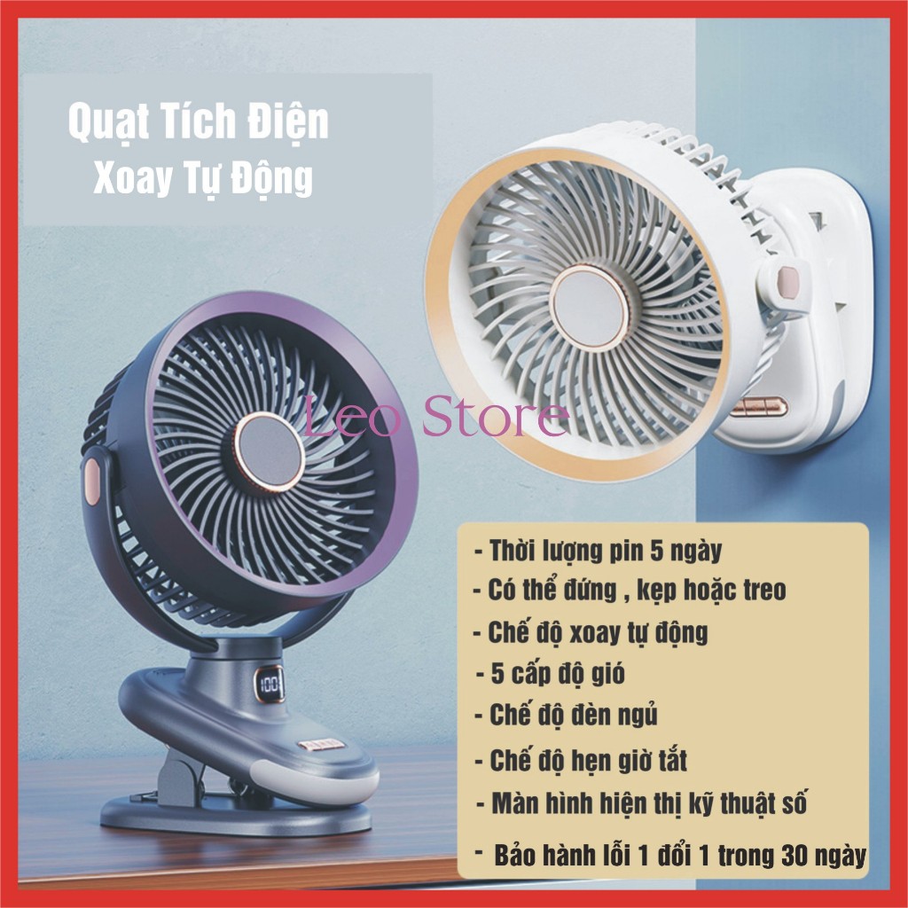    XẢ   Quạt Mini Xoay tự động Quạt tích điện mini quạt kẹp tích điện 7 inch kẹp bàn pin 15000mAh 