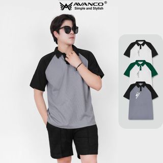 Áo polo nam local brand unisex, thun có cổ phối màu raglan form rộng tay lỡ Avanco mặc thoáng mát mùa hè 2024