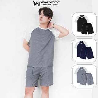 Bộ quần áo nam AVANCO mùa hè Basic phối màu raglan, chất vải nhẹ thoáng mát và co giãn mặc cực đẹp
