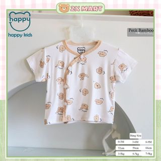 Áo sơ sinh cộc tay trắng cotton Jou cài vai cho bé yêu, size 1 - 2- 3 vải mềm thoáng mát - 2X MART