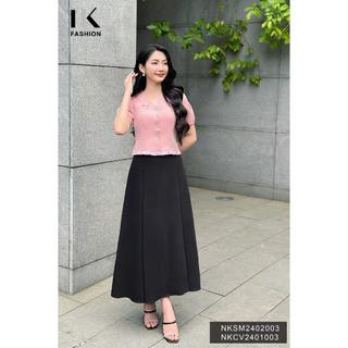 Áo Sơ Mi NK Fashion Phối Tơ Tiểu Thư, Cách Điệu, Thanh Lịch, Trẻ Trung NKSM2402003