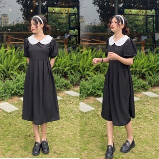 Váy dài cổ bèo, đầm nữ tiểu thư phong cách CHANGSTORE - V3