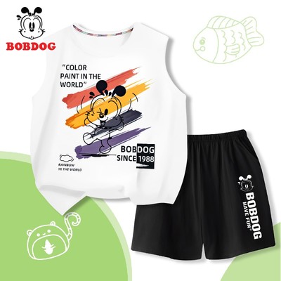Bộ đồ bộ bé trai BOBDOG áo ba lỗ quần thun cotton thoáng mát siêu cute cho bé BD-BDO04-BDQ06