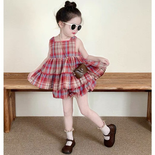 Bộ quần áo bé gái - sét áo hai dây bản to và quần chun bom cho bé