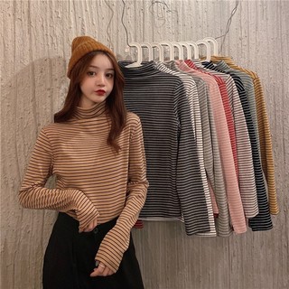 Áo Giữ Nhiệt Kẻ Nữ Cổ 3 Phân Phong Cách Hàn Quốc Kanimi 16 màu - AD02 Áo Cổ Cao Giữ Nhiệt