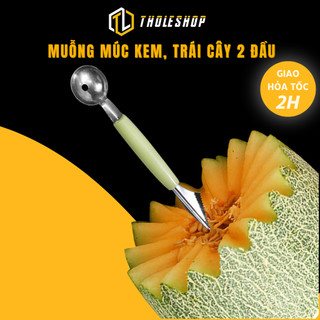 Muỗng Múc Trái Cây, Kem Viên Tròn Và Đầu Khắc Tỉa Hoa Quả 2 Đầu Tholeshop 8114