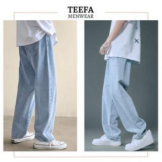 Quần jean màu xanh Nam dáng SR01 suông rộng phong cách năng động, cá tính 2024 Menswear Pants