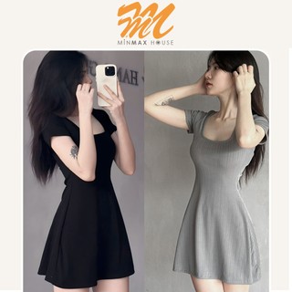 Đầm body cổ vuông dáng xòe MinMax House, Váy body nữ Siêu Xinh đẹp gợi cảm , Sang chảnh mẫu mới 2024