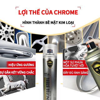 Lọ sơn xịt mạ chrome sáng bóng 350ml - chai sơn mạ siêu bóng vỏ trắng