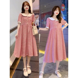 💥sỉ💥váy kẻ đỏ cổ sen-khoá dọc cho con ti