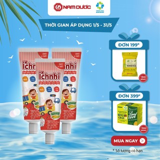 Combo 3 tuýp Kem đánh răng trẻ em thảo dược Ích Nhi hương dưa gang tuýp 50g, dưới 6 tuổi nuốt được, chăm sóc răng miệng