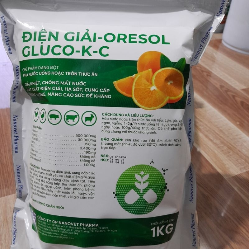 ĐIỆN GIẢI GLUCO KC ORESOL 1kg Giải nhiệt, chống nóng gà heo