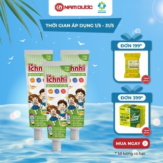 Combo 3 tuýp Kem đánh răng trẻ em thảo dược Ích Nhi dưa gang tuýp 75g cho bé trên 6 tuổi, chăm sóc răng miệng cho bé