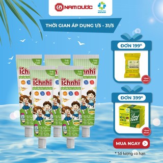 Combo 5 tuýp Kem đánh răng trẻ em thảo dược Ích Nhi dưa gang tuýp 75g cho bé trên 6 tuổi, chăm sóc răng miệng cho bé