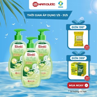 Combo 3 chai Sữa tắm gội thảo dược Ích Nhi cho bé chai 200ml phòng cảm lạnh, ngừa rôm sẩy, mẩn ngứa, dưỡng da mềm mịn