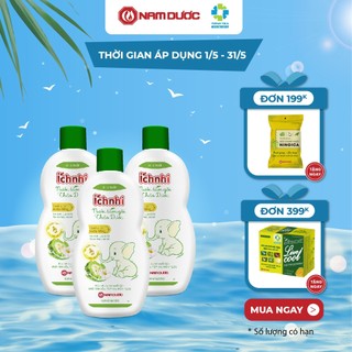 Combo 3 chai Nước tắm gội thảo dược Ích Nhi lọ 230ml (0-3 tuổi) bảo vệ bé suốt 24h ngừa rôm sảy, hăm da, mẩn ngứa