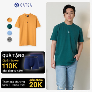 Áo thun cổ tròn tay ngắn thêu C CATSA form regular chất cotton mềm mại bền màu 12ATN056