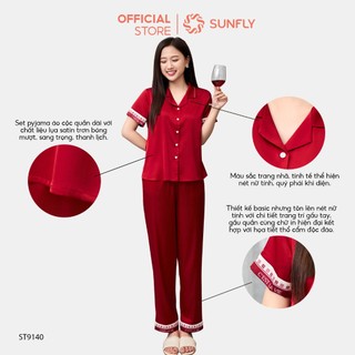 Bộ pijamas SUNFLY chất lụa áo cộc quần dài ST9140