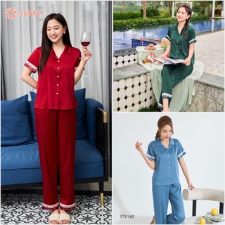 Bộ pijamas SUNFLY chất lụa áo cộc quần dài ST9140