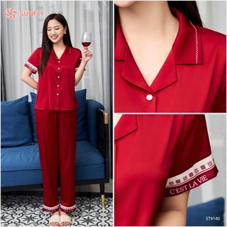 Bộ pijamas SUNFLY chất lụa áo cộc quần dài ST9140