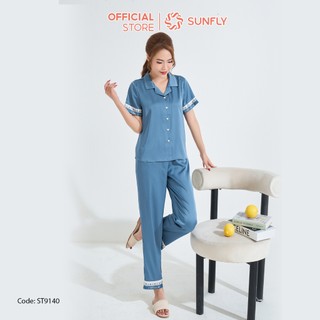 Bộ pijamas SUNFLY chất lụa áo cộc quần dài ST9140