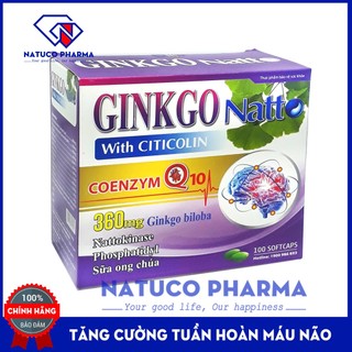 Hoạt huyết dưỡng não Ginkgo Biloba NATO 360Q-10 Gold - giảm đau đầu, hoa mắt, chóng mặt, thiếu máu não- Hôp 100v