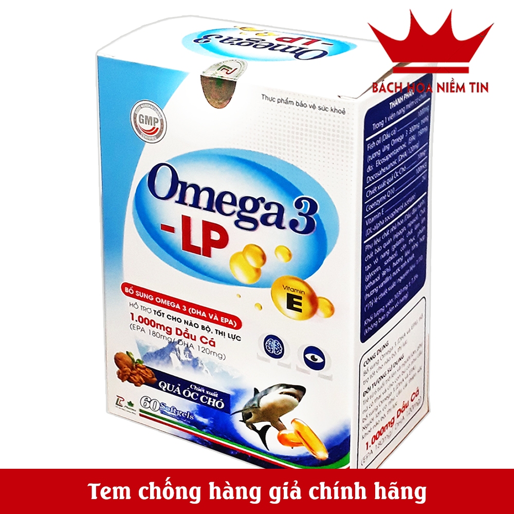Viên uống Dầu cá Omega 3 LP - Bổ sung DHA, EPA, omega 3, vitamin và khoáng chất cần thiết - hộp 60 viên
