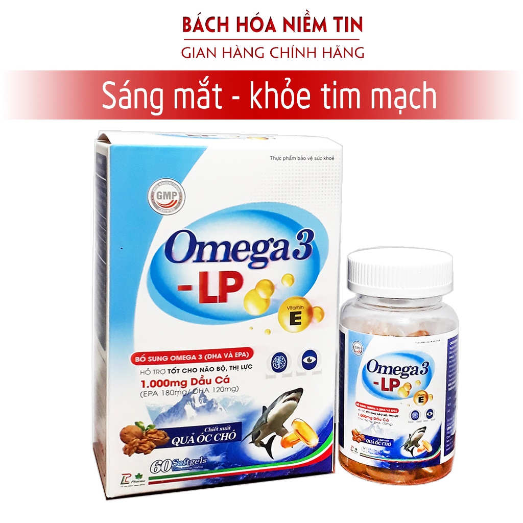 Viên uống Dầu cá Omega 3 LP - Bổ sung DHA, EPA, omega 3, vitamin và khoáng chất cần thiết - hộp 60 viên