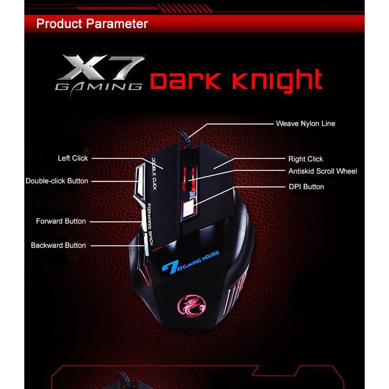 Chuột Gaming iMICE X7 Có Dây Led 7 Màu, Chơi Game Siêu Mượt, Dây Dù Cao Cấp, Độ Nhạy 3200 DPI | BigBuy360 - bigbuy360.vn