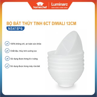 Bộ 6 bát ăn cơm thủy tinh Luminarc Harena 12cm N5418*6, dùng lò vi sóng, máy rửa bát | Hàng chính hãng