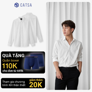 Áo sơ mi trắng nam tay dài CATSA chất modal mềm mại thoáng khí ASC383