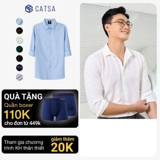 Áo sơ mi nam CATSA tay dài công sở vải cotton Poly mỏng nhẹ ít nhăn thấm hút mồ hôi ASD006- 345- 349- 350-351-352