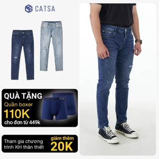 Quần jeans nam slimfit CATSA 2 màu, vải jeans dày dặn, thoáng mát, bền màu QDL156-157
