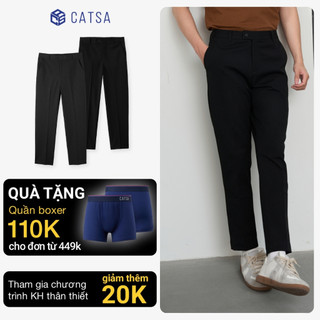 Quần tây nam đen xám dài CATSA chất liệu Khaki cotton thoáng mát đứng form QTD086-087