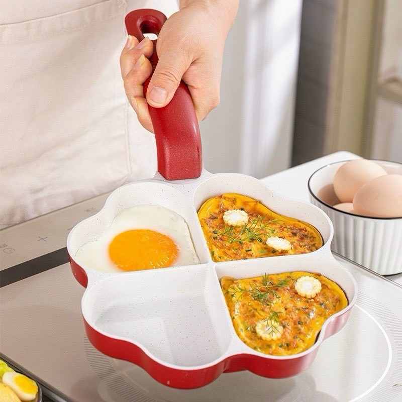 Chảo đá tình yêu chống dính chia 4 ô hình trái tim làm bánh, làm đồ ăn sáng đa năng