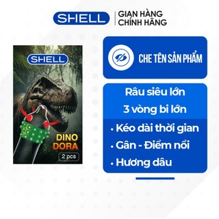 Bao cao su Shell Dino Dora - 1 bao gai, 3 vòng bi + 1 bao Shell Performax (Hộp 2 cái) | SHELL CHÍNH HÃNG