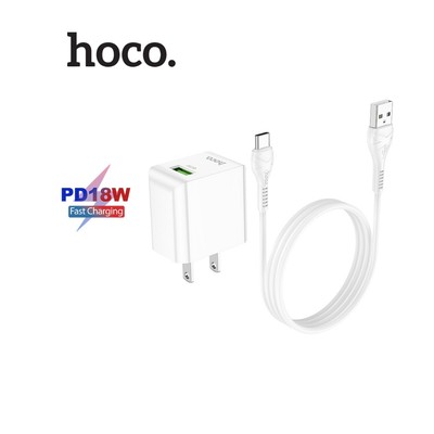 Bộ sạc nhanh PD18W/3A Hoco C98 USB to Type-C , chân dẹt , dài 1m