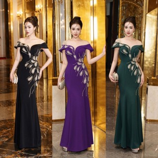 Đầm dạ hội đuôi cá đính pha lê cầu kỳ - yb240501