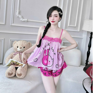 Đồ ngủ sexy nữ Olici bộ ngủ 2 dây đồ bộ nữ đồ mặc nhà mùa hè mát mẻ chất lụa latin thoáng mát.